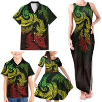 New Zealand Sea Animals with Maori Tribal Tattoo Family Matching Tank Maxi Dress and Hawaiian Shirt Shark Manta Ray with Silver Fern Reggae