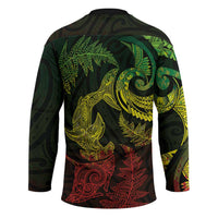 New Zealand Sea Animals with Maori Tribal Tattoo Hockey Jersey Shark Manta Ray with Silver Fern Reggae