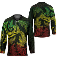 New Zealand Sea Animals with Maori Tribal Tattoo Hockey Jersey Shark Manta Ray with Silver Fern Reggae
