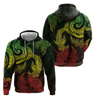 New Zealand Sea Animals with Maori Tribal Tattoo Hoodie Shark Manta Ray with Silver Fern Reggae LT03 - Polynesian Pride