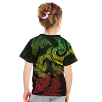 New Zealand Sea Animals with Maori Tribal Tattoo Kid T Shirt Shark Manta Ray with Silver Fern Reggae