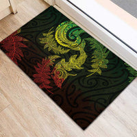 New Zealand Sea Animals with Maori Tribal Tattoo Rubber Doormat Shark Manta Ray with Silver Fern Reggae