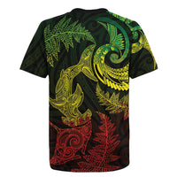 New Zealand Sea Animals with Maori Tribal Tattoo Rugby Jersey Shark Manta Ray with Silver Fern Reggae