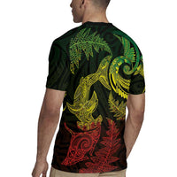 New Zealand Sea Animals with Maori Tribal Tattoo Rugby Jersey Shark Manta Ray with Silver Fern Reggae