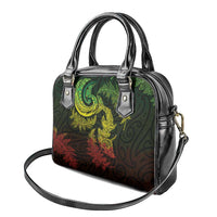 New Zealand Sea Animals with Maori Tribal Tattoo Shoulder Handbag Shark Manta Ray with Silver Fern Reggae