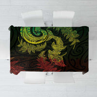 New Zealand Sea Animals with Maori Tribal Tattoo Tablecloth Shark Manta Ray with Silver Fern Reggae