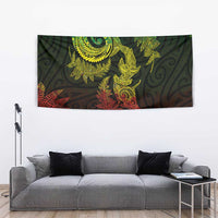 New Zealand Sea Animals with Maori Tribal Tattoo Tapestry Shark Manta Ray with Silver Fern Reggae