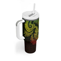 New Zealand Sea Animals with Maori Tribal Tattoo Tumbler With Handle Shark Manta Ray with Silver Fern Reggae