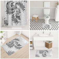 New Zealand Sea Animals with Maori Tribal Tattoo Bathroom Set Shark Manta Ray with Silver Fern White