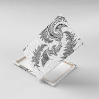 New Zealand Sea Animals with Maori Tribal Tattoo Canvas Wall Art Shark Manta Ray with Silver Fern White