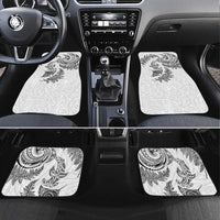 New Zealand Sea Animals with Maori Tribal Tattoo Car Mats Shark Manta Ray with Silver Fern White