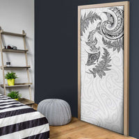New Zealand Sea Animals with Maori Tribal Tattoo Door Cover Shark Manta Ray with Silver Fern White LT03 - Polynesian Pride
