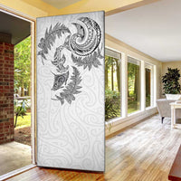 New Zealand Sea Animals with Maori Tribal Tattoo Door Cover Shark Manta Ray with Silver Fern White LT03 - Polynesian Pride