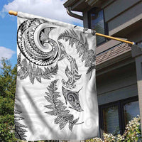 New Zealand Sea Animals with Maori Tribal Tattoo Garden Flag Shark Manta Ray with Silver Fern White