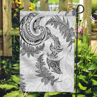 New Zealand Sea Animals with Maori Tribal Tattoo Garden Flag Shark Manta Ray with Silver Fern White