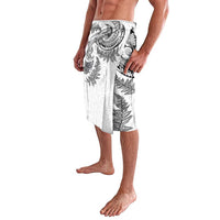 New Zealand Sea Animals with Maori Tribal Tattoo Lavalava Shark Manta Ray with Silver Fern White
