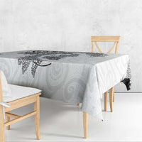 New Zealand Sea Animals with Maori Tribal Tattoo Tablecloth Shark Manta Ray with Silver Fern White
