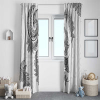New Zealand Sea Animals with Maori Tribal Tattoo Window Curtain Shark Manta Ray with Silver Fern White