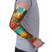 Hawaiian Turtles on Beach Arm Sleeves with Pineapple Tropical Plant and Lei LT03 - Polynesian Pride