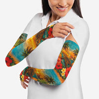 Hawaiian Turtles on Beach Arm Sleeves with Pineapple Tropical Plant and Lei LT03 - Polynesian Pride