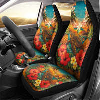Hawaiian Turtles on Beach Car Seat Cover with Pineapple Tropical Plant and Lei