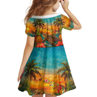 Hawaiian Turtles on Beach Family Matching Summer Maxi Dress and Hawaiian Shirt with Pineapple Tropical Plant and Lei