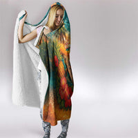 Hawaiian Turtles on Beach Hooded Blanket with Pineapple Tropical Plant and Lei