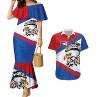 American Samoa Flag Day Couples Matching Mermaid Dress and Hawaiian Shirt Polynesian Art Geometric with Flag Brush Style