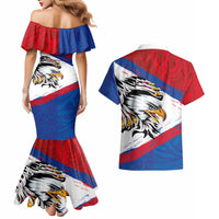 American Samoa Flag Day Couples Matching Mermaid Dress and Hawaiian Shirt Polynesian Art Geometric with Flag Brush Style