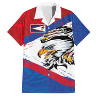 American Samoa Flag Day Family Matching Puletasi and Hawaiian Shirt Polynesian Art Geometric with Flag Brush Style