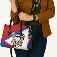 American Samoa Flag Day Leather Bag Polynesian Art Geometric with Flag Brush Style
