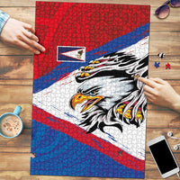 American Samoa Flag Day Puzzle Polynesian Art Geometric with Flag Brush Style