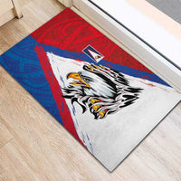 American Samoa Flag Day Rubber Doormat Polynesian Art Geometric with Flag Brush Style