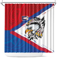 American Samoa Flag Day Shower Curtain Polynesian Art Geometric with Flag Brush Style LT03 Multicolor - Polynesian Pride