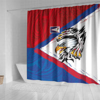 American Samoa Flag Day Shower Curtain Polynesian Art Geometric with Flag Brush Style LT03 - Polynesian Pride