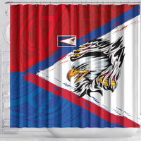 American Samoa Flag Day Shower Curtain Polynesian Art Geometric with Flag Brush Style LT03 - Polynesian Pride