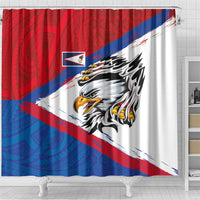 American Samoa Flag Day Shower Curtain Polynesian Art Geometric with Flag Brush Style LT03 - Polynesian Pride