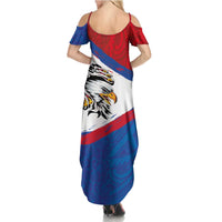 American Samoa Flag Day Summer Maxi Dress Polynesian Art Geometric with Flag Brush Style LT03 - Polynesian Pride