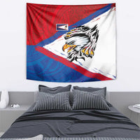 American Samoa Flag Day Tapestry Polynesian Art Geometric with Flag Brush Style