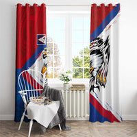 American Samoa Flag Day Window Curtain Polynesian Art Geometric with Flag Brush Style