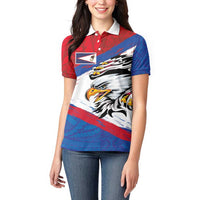 American Samoa Flag Day Women Polo Shirt Polynesian Art Geometric with Flag Brush Style LT03 - Polynesian Pride