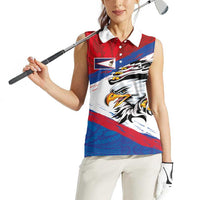 American Samoa Flag Day Women Sleeveless Polo Shirt Polynesian Art Geometric with Flag Brush Style