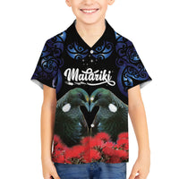 New Zealand Maori Matariki Hawaiian Shirt Hongi Tui Bird Pohutukawa and Polynesia Tribal LT03 - Polynesian Pride