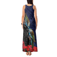 New Zealand Maori Hongi Culture Tank Maxi Dress Tui Bird Pohutukawa and Polynesian Pattern LT03 - Polynesian Pride