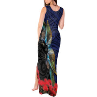 New Zealand Maori Hongi Culture Tank Maxi Dress Tui Bird Pohutukawa and Polynesian Pattern LT03 - Polynesian Pride