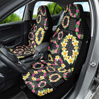 Hawaiian Kakau Tattoo Leis and Palaka Pattern Car Seat Cover Traditional Aloha Tribal Black Color LT03 - Polynesian Pride