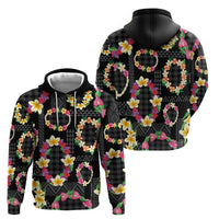 Hawaiian Kakau Tattoo Leis and Palaka Pattern Hoodie Traditional Aloha Tribal Black Color LT03 - Polynesian Pride