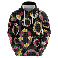 Hawaiian Kakau Tattoo Leis and Palaka Pattern Hoodie Traditional Aloha Tribal Black Color LT03 - Polynesian Pride