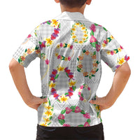 Hawaiian Kakau Tattoo Leis and Palaka Pattern Kid Hawaiian Shirt Traditional Aloha Tribal White Color LT03 - Polynesian Pride