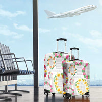 Hawaiian Kakau Tattoo Leis and Palaka Pattern Luggage Cover Traditional Aloha Tribal White Color